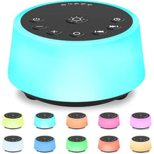Load image into Gallery viewer, Color Noise Sound Machines with 10 Colors Night Light 25 Soothing Sounds and Sleep White Noise Machine 32 Volume Levels 5 Timers Adjustable Brightness Memory Function for Adults Kids Baby
