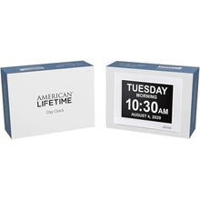 Load image into Gallery viewer, American Lifetime ?New 2025? Dementia Clock Large Digital Clock for Seniors, Digital Clock Large Display with Custom Alarms, Clock with Day &amp; Date for Elderly, Large Number Digital Clock White
