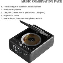 Load image into Gallery viewer, Gelielim CD Player Alarm Clock Radio Combo, Bluetooth Boombox With Qi Certified Fast Wireless Charger, Support MP3/AUX/USB/FM Radio, Remote Control, Large Display, Dimmer

