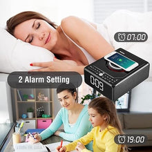 Load image into Gallery viewer, Gelielim CD Player Alarm Clock Radio Combo, Bluetooth Boombox With Qi Certified Fast Wireless Charger, Support MP3/AUX/USB/FM Radio, Remote Control, Large Display, Dimmer
