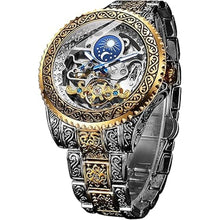 Load image into Gallery viewer, FORSINING Retro Watch for Men Carved Self-Wind Mechanical Tattoo Tourbillon Moon Phase Independent Seconds Skeleton Automatic Big Dial Wrist Watches

