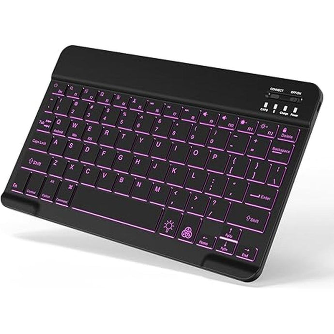 Backlit Bluetooth Keyboard Small Portable Wireless Keyboard Rechargeable Illuminated for Android Samsung Tablet Cell Phone Smartphone iPad A16 11th 10th Generation iPad Pro Air Mini iPhone (Black)