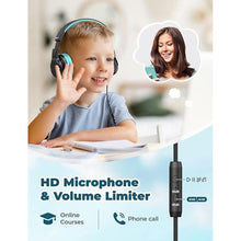 Load image into Gallery viewer, iClever HS19 Kids Headphones with Microphone for School, Volume Limiter 85/94dB, Over-Ear Girls Boys Headphones for Kids with Shareport, Foldable Wired Headphones for iPad/Travel (Black)
