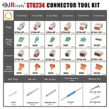 Load image into Gallery viewer, JRready ST6234 708 Pcs DT Deutsch Connector Kit,2 3 4 6 8 12 Pin Gray Waterproof IP67 Electrical Connector with Solid Contacts Pick Removal Tool Automotive Repair Accessory Kit
