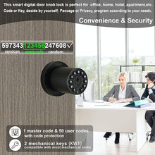 Load image into Gallery viewer, IU-20 Code Door Lock, Electronic Door Knob with Keypad and Key, Auto Lock, Waterproof, Passage Function, Long Battery Life,50 Codes, Easy to use and Install for Office/Warehouse/Bedroom/Garage
