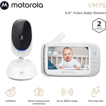 Load image into Gallery viewer, Motorola Nursery VM75 Video Baby Monitor Camera, 1000ft Range no WiFi 2.4 GHz Wireless, 5&quot; Screen, 2-Way Audio, Temperature Sensor, Night Vision
