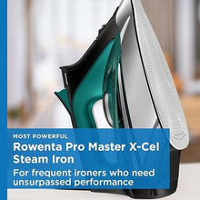 Load image into Gallery viewer, Rowenta, Iron, Pro Master Stainless Steel Soleplate Steam Iron for Clothes, 210 g/min, 400 Microsteam Holes, 1775 Watts, Auto-Off, Ironing, Green Clothes Iron, DW8360
