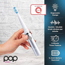 Load image into Gallery viewer, Pop Sonic Electric Toothbrush (Metallic Silver) - Travel Toothbrushes w/AAA Battery | Kids Electric Toothbrushes with 2 Speed &amp; 15,000-30,000 Strokes/Minute, Dupont Nylon Bristles
