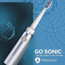 Load image into Gallery viewer, Pop Sonic Electric Toothbrush (Metallic Silver) - Travel Toothbrushes w/AAA Battery | Kids Electric Toothbrushes with 2 Speed &amp; 15,000-30,000 Strokes/Minute, Dupont Nylon Bristles
