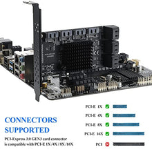 Load image into Gallery viewer, BEYIMEI PCIE 1X SATA Card 10 Ports,6 Gbps SATA 3.0 Controller PCIe Expansion Card,Non-Raid,Support 10 SATA 3.0 Devices,with Low Profile Bracket and 10 SATA Cables?Chip:ASM1166?
