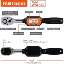 Load image into Gallery viewer, Professional 1/2-Inch Drive Digital Torque Wrench with Buzzer &amp; LED, 3-100 Nm, Accurate to 2%, Calibrated for Reliable Performance - Ideal Bike &amp; Car Repair Tool
