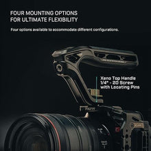 Load image into Gallery viewer, Tilta Xeno Top Handle - Black | Aluminum Alloy and Silicone Build | 1/4?-20 and 3/8?-16 Threads w/Locating Points | Safety Release Pin | Comfortable Handling (1/4"-20 w/Locating Pins)
