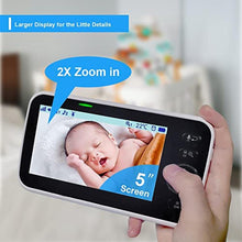 Load image into Gallery viewer, HelloBaby No WiFi Baby Monitor 5&quot; Screen 30-Hour Battery Pan-Tilt-Zoom Video Upgrade with Camera and Audio, Night Vision, VOX, 2-Way Talk, 8 Lullabies and 1000ft Range
