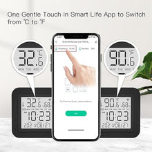 Load image into Gallery viewer, MOES Smart Temperature Humidity Monitor with IR Remote Control, Tuya WiFi Temperature Humidity Sensor with LCD Display for Home House Greenhouse Home Pet Garage, Compatible with Alexa
