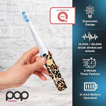 Load image into Gallery viewer, Pop Sonic Electric Toothbrush (Leopard) - Travel Toothbrushes w/AAA Battery | Kids Electric Toothbrushes with 2 Speed &amp; 15,000-30,000 Strokes/Minute, Dupont Nylon Bristles
