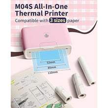 Load image into Gallery viewer, Phomemo 4&quot; Portable Thermal Printer Printpods- Bluetooth Inkless Printer, Support 2/3/4 inch Printing Width, 300dpi, Compatible with Phones, Computer, Ideal for Documents, Notes, Label, Sticker

