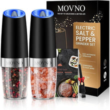 Load image into Gallery viewer, Gravity Electric Salt and Pepper Grinder Set, Battery Powered LED Light One Hand Automatic Operation, Adjustable Coarseness Mill Grinders Shakers Black (A.Black 2p)
