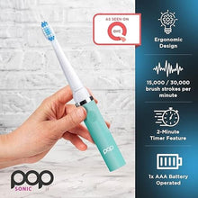 Load image into Gallery viewer, Pop Sonic Electric Toothbrush (Pastel Green) - Travel Toothbrushes w/AAA Battery | Kids Electric Toothbrushes with 2 Speed &amp; 15,000-30,000 Strokes/Minute, Dupont Nylon Bristles
