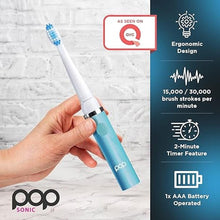 Load image into Gallery viewer, Pop Sonic Electric Toothbrush (Blue Pastel) - Travel Toothbrushes w/AAA Battery | Kids Electric Toothbrushes with 2 Speed &amp; 15,000-30,000 Strokes/Minute, Dupont Nylon Bristles
