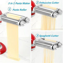 Load image into Gallery viewer, Pasta Maker Attachment for KitchenAid Mixers,3 in 1 Set Included Pasta Sheet Roller, Spaghetti Cutter, Fettuccine Cutter Accessories and Cleaning Brush
