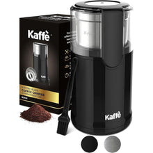 Load image into Gallery viewer, Kaffe Electric Coffee Grinder with Removable Cup (3.5oz) - Stainless Steel - Cleaning Brush Included - Espresso Coffee Bean Grinder for Home Use - Black

