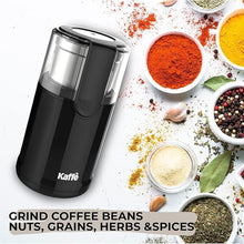 Load image into Gallery viewer, Kaffe Electric Coffee Grinder with Removable Cup (3.5oz) - Stainless Steel - Cleaning Brush Included - Espresso Coffee Bean Grinder for Home Use - Black
