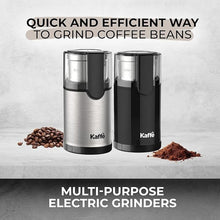 Load image into Gallery viewer, Kaffe Electric Coffee Grinder with Removable Cup (3.5oz) - Stainless Steel - Cleaning Brush Included - Espresso Coffee Bean Grinder for Home Use - Black
