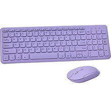 Load image into Gallery viewer, Wireless Ergonomic Keyboard and Mouse Combo, Sweet Mixed Color Cute Keyboard, 2.4G USB, Compatible with Computer, Laptop, PC Desktops, mac (Purple)
