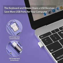 Load image into Gallery viewer, Wireless Ergonomic Keyboard and Mouse Combo, Sweet Mixed Color Cute Keyboard, 2.4G USB, Compatible with Computer, Laptop, PC Desktops, mac (Purple)
