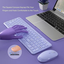 Load image into Gallery viewer, Wireless Ergonomic Keyboard and Mouse Combo, Sweet Mixed Color Cute Keyboard, 2.4G USB, Compatible with Computer, Laptop, PC Desktops, mac (Purple)
