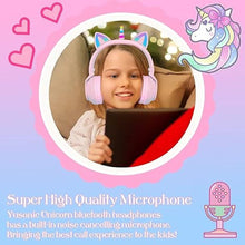 Load image into Gallery viewer, Unicorn Kids Headphones,Unicorn Bluetooth Headphones Foldable for Girls Boys Toddlers Phones pad/Amazon fire/Tablet,Light Up Kids Wireless Headphone Birthday Gifts (stn27 Purple Pink)
