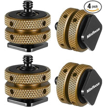 Load image into Gallery viewer, MINIFOCUS 4 Packs Camera Hot Shoe Mount Adapter, Double Nut with 1/4&quot; and 3/8&quot; Aluminum Alloy Tripod Screw Flash Shoe Mount for LED Monitors, Microphone, DSLR Field Monitor
