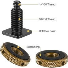 Load image into Gallery viewer, MINIFOCUS 4 Packs Camera Hot Shoe Mount Adapter, Double Nut with 1/4&quot; and 3/8&quot; Aluminum Alloy Tripod Screw Flash Shoe Mount for LED Monitors, Microphone, DSLR Field Monitor
