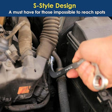 Load image into Gallery viewer, Offset S-Style Box End Wrench Set, 5-Piece, Chrome Vanadium Steel, 10x11mm, 12x13mm, 14x15mm, 16x17mm, 18x19mm
