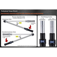 Load image into Gallery viewer, 1/2&quot; Drive 25-250 ft-lb (44.1-349.1 Nm) Dual-Direction Click Professional Torque Wrench
