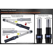 Load image into Gallery viewer, 1/4&quot; Drive 35-200 in-lb (4.8-23.4 Nm) Dual-Direction Click Professional Torque Wrench

