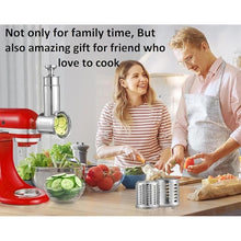 Load image into Gallery viewer, Slicer Shredder Attachment for KitchenAid Mixers, Stainless Steel Cheese Grater Salad Maker Accessories with 3 Cutting Blades,Dishwasher Safe!
