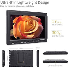 Load image into Gallery viewer, FEELWORLD FW759 7" IPS Ultra-Thin Design 1280x800 HDMI HD On-Camera Field Monitor with Peaking Focus with Sunshade
