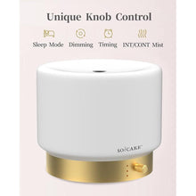 Load image into Gallery viewer, SOICARE Glass Diffuser with Luxury Alloy Base(Gold), All-in-one Room Decor Aromatherapy Oil Diffusers for Essential Oils, Air Scent Essential Oil Diffuser Humidifier,Dimmable Warm Light (280ML)
