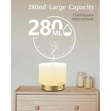 Load image into Gallery viewer, SOICARE Glass Diffuser with Luxury Alloy Base(Gold), All-in-one Room Decor Aromatherapy Oil Diffusers for Essential Oils, Air Scent Essential Oil Diffuser Humidifier,Dimmable Warm Light (280ML)
