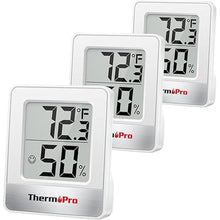 Load image into Gallery viewer, ThermoPro TP49 3 Pieces Digital Hygrometer Indoor Thermometer Humidity Meter Mini Hygrometer Thermometer with Temperature and Humidity Monitor Room Thermometer
