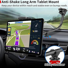 Load image into Gallery viewer, APPS2Car Upgraded Tablet Car Mount for iPad Truck Holder Long Arm Extension Strong Suction Cup Windshield Mount for 7-13 Inch Tablet iPad Pro Air Mini
