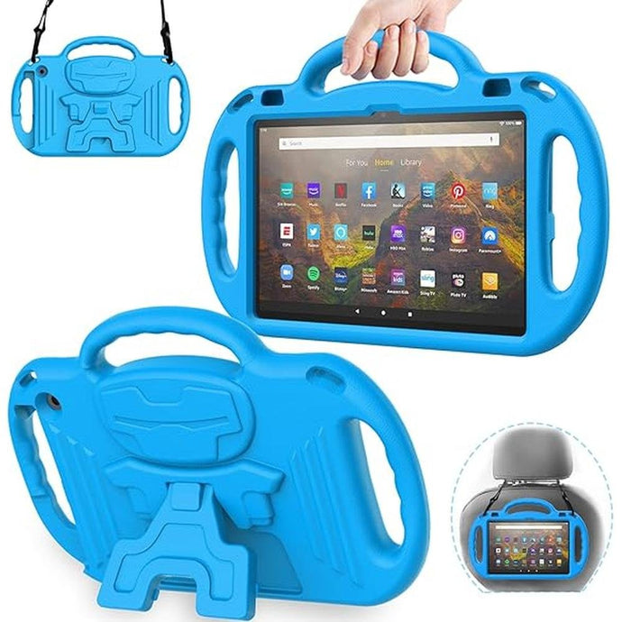 AVAWO Kids Case for Fire HD 10 & Fire HD 10 Plus Latest Model Tablet (13th/11th Generation 2023/2021 Release), with Shoulder Strap, Lightweight Shockproof Handle, Blue