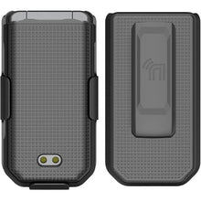 Load image into Gallery viewer, Case with Clip for CAT S22 Flip Phone, Nakedcellphone [Black] Slim Hard Shell Cover and [Rotating/Ratchet] Belt Hip Holster Holder Combo
