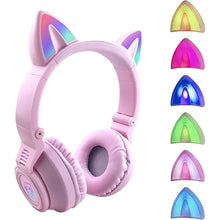 Load image into Gallery viewer, Cat Ear Bluetooth Headphones,Toddlers Kids Wireless Headphones for Boys Girls Amazon Fire Tablet/Laptop/Pad/School (Purple)

