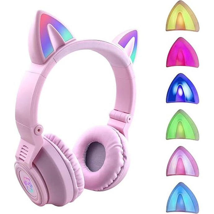 Cat Ear Bluetooth Headphones,Toddlers Kids Wireless Headphones for Boys Girls Amazon Fire Tablet/Laptop/Pad/School (Purple)