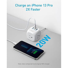Load image into Gallery viewer, Anker 20W USB C Power Strip, 321 Power Strip with 3 Outlets and USB C Charging for iPhone 15/15 Plus/15 Pro/15 Pro Max, 5 ft Extension Cord, Power Delivery Charging for Dorm Rooms,Home Office
