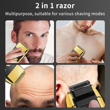 Load image into Gallery viewer, DSP® Bald Shaver for Men Shavers for Men 2 in1 Barber Shaver with Precision Trimmer 3-Speed Electric Razor with LED Digital Display Stainless Steel (Gold)

