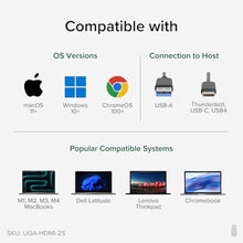 Load image into Gallery viewer, Plugable Dual Monitor Adapter for M1/M2/M3/M4 macOS Systems, Windows, ChromeOS. Broad Compatibility - Thunderbolt, USB-C, USB 3.0 to HDMI Adapter for Dual Monitors 1920x1080 @60Hz, SMI Driver Required
