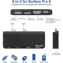 Load image into Gallery viewer, Surface Pro 8 Hub Docking Station with USB-C Thunerbolt 4 (Display+Data+PD Charging), 4K HDMI, USB 3.0, USB 2.0, TF Card Slot, Triple Display (Surface Pro 8+HDMI+USB C) for Microsoft Surface Pro 8
